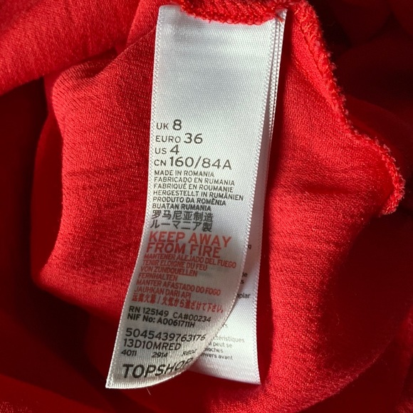 TopShop Red Tie Front Blouse - Picture 3 of 5